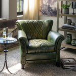 Bradford Aged Green Leather Armchair L059