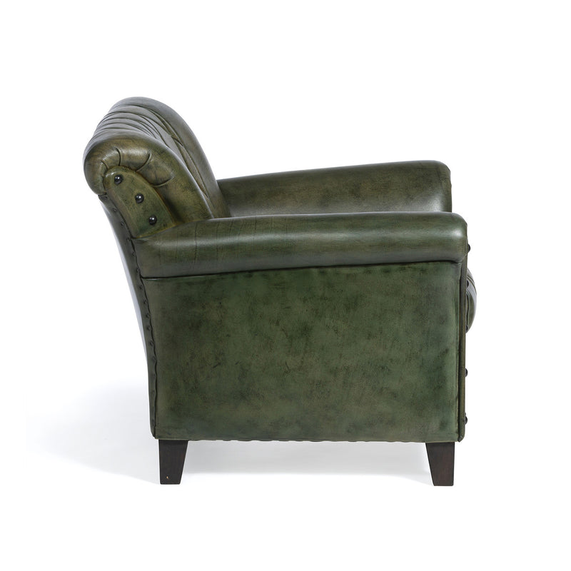 Bradford Aged Green Leather Armchair L059