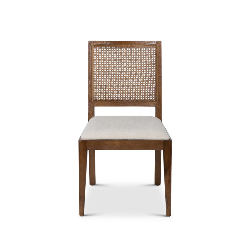 Lovecup Cane Back Dining Chair with Cream Linen Seat L022