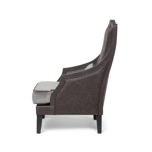 Lovecup Velvet and Leather Wing Chair L316