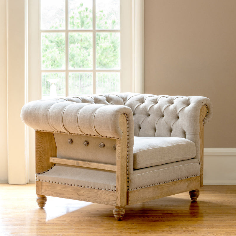 Hillcrest Washed Linen Tufted Chair L662