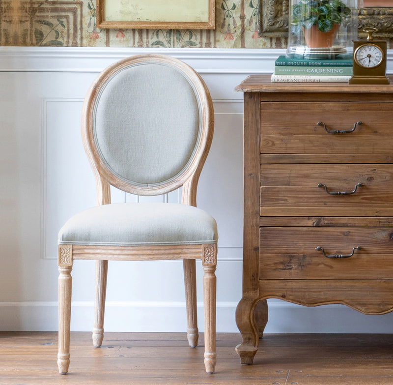 Lovecup White Washed French Medallion Dining Chair SET OF 2 l665
