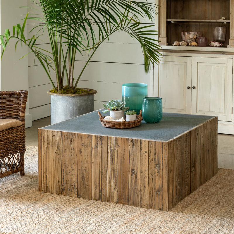Zinc Top Square Coffee Table L097