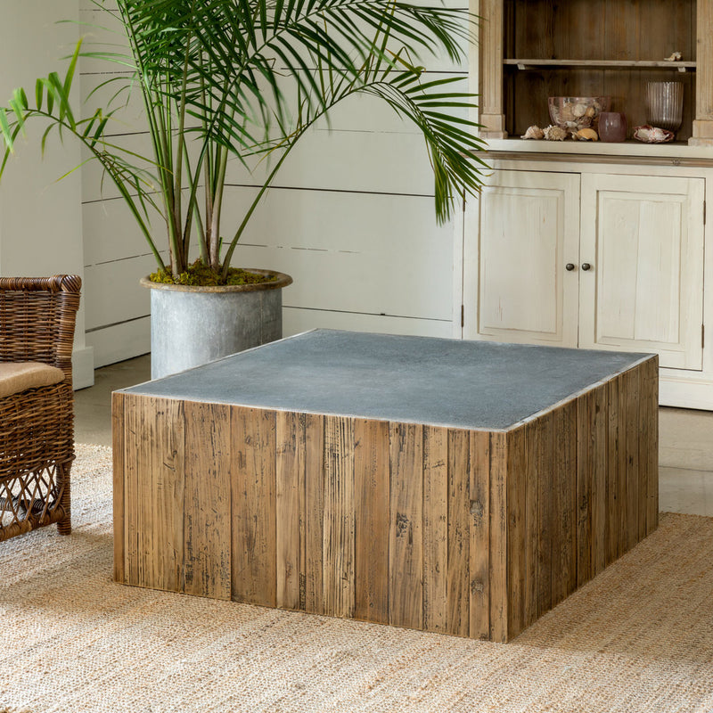 Zinc Top Square Coffee Table L097