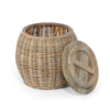 Round Rattan Side Table with Wood Teak Top L008