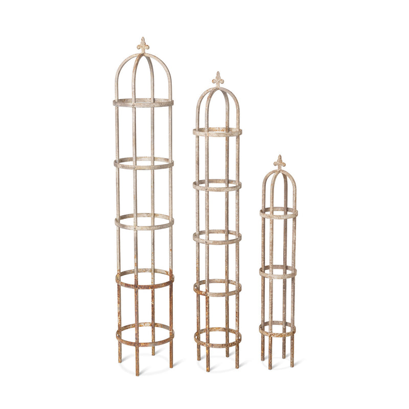 Lovecup Iron Whitewash Garden Obelisk, Set of 3 L151