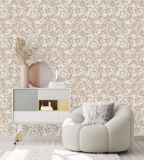 Beige Vintage Pattern Wallpaper