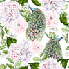Peonies and Peacocks Wallpaper