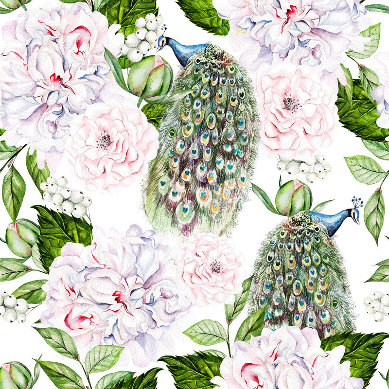 Peonies and Peacocks Wallpaper