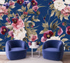 Elegant Dark Blue Floral Wallpaper Contemporary