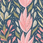 Pink Large Leaves Wallpaper