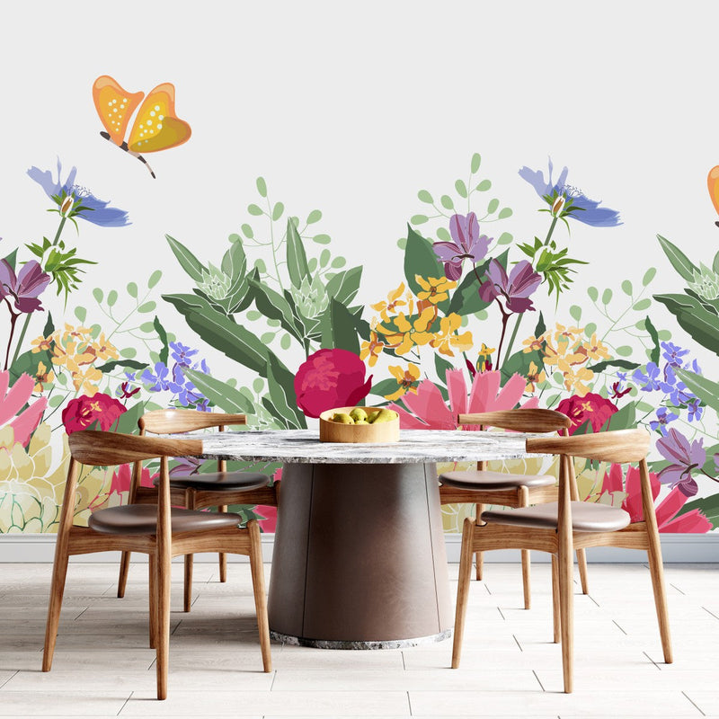Summer Flowers and Butterflies Wallpaper