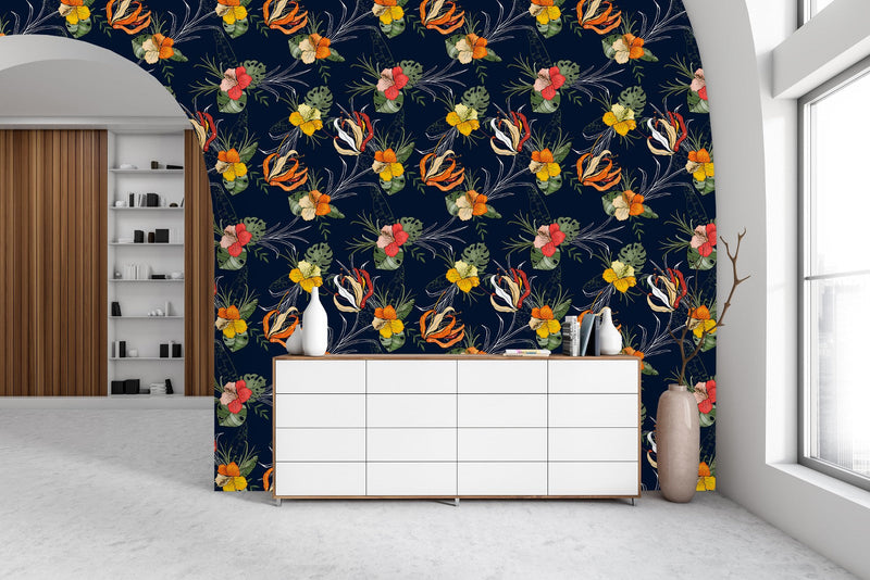 Attractive Dark Floral Wallpaper Smart