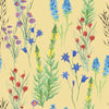 Contemporary Yellow Wallpaper with Wildflowers