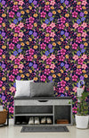Chamomile and Berries on Dark Background Wallpaper