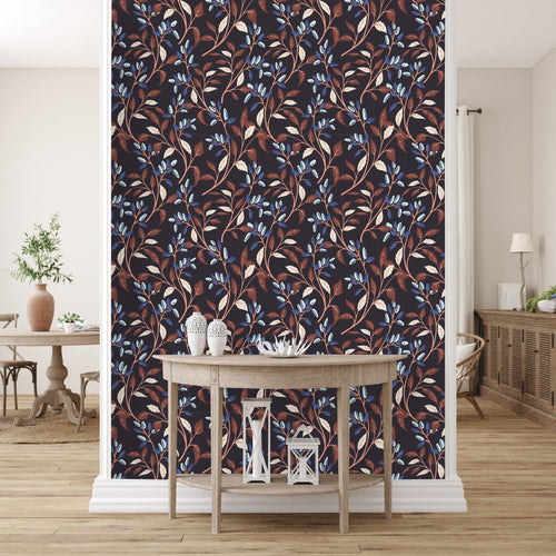 Contemporary Blue Berries Wallpaper Fashionable