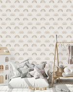 White Wallpaper with Rainbows