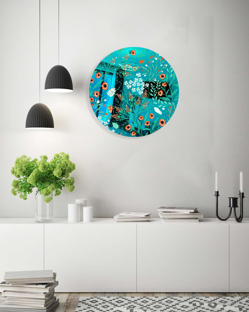 Beetles and Leaves Printed Mirror Acrylic Circles