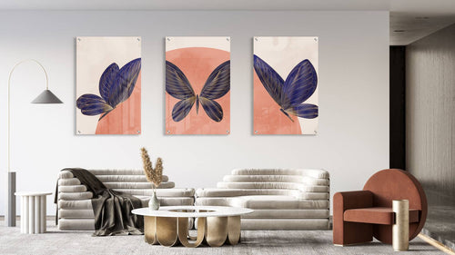 Butterflies Design Set of 3 Prints Modern Wall Art Modern Artwork