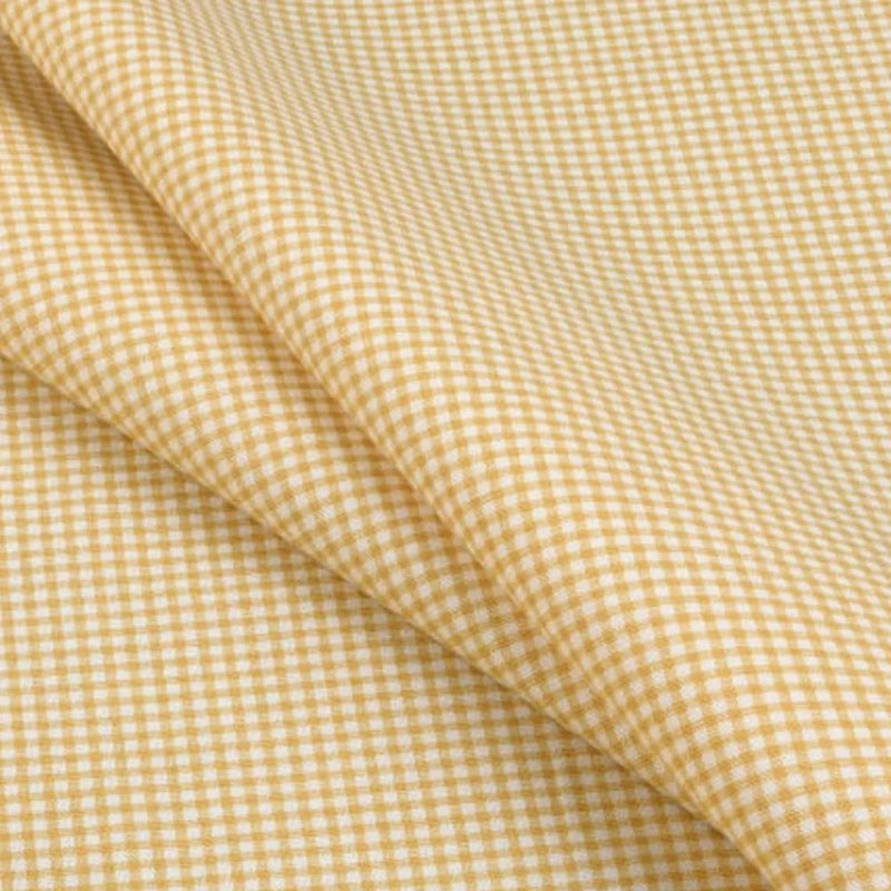 Gathered Bedskirt in Farmhouse Barley Yellow Gold Gingham Check