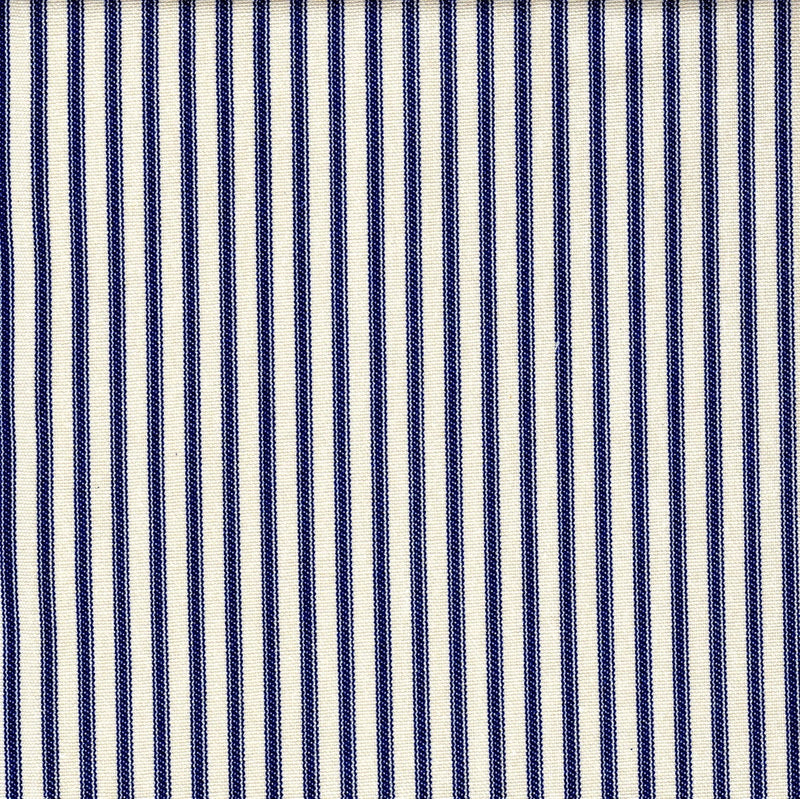Gathered Bedskirt in Farmhouse Dark Blue Ticking Stripe on Cream
