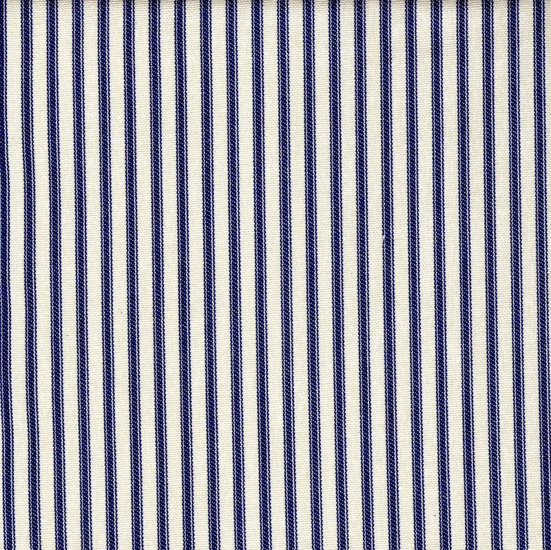 Gathered Bedskirt in Farmhouse Dark Blue Ticking Stripe on Cream