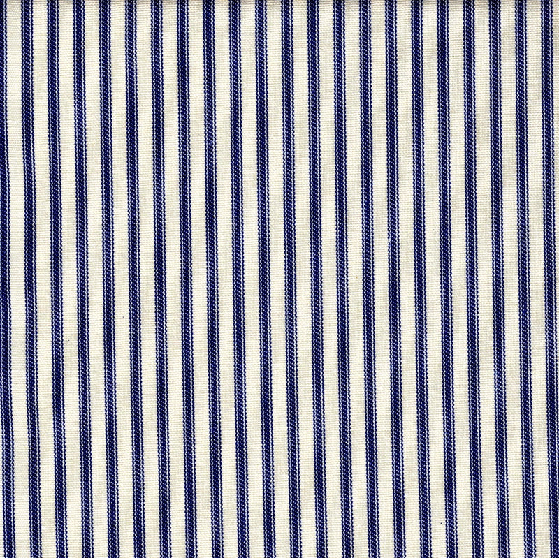 Round Tablecloth in Farmhouse Dark Blue Ticking Stripe on Cream