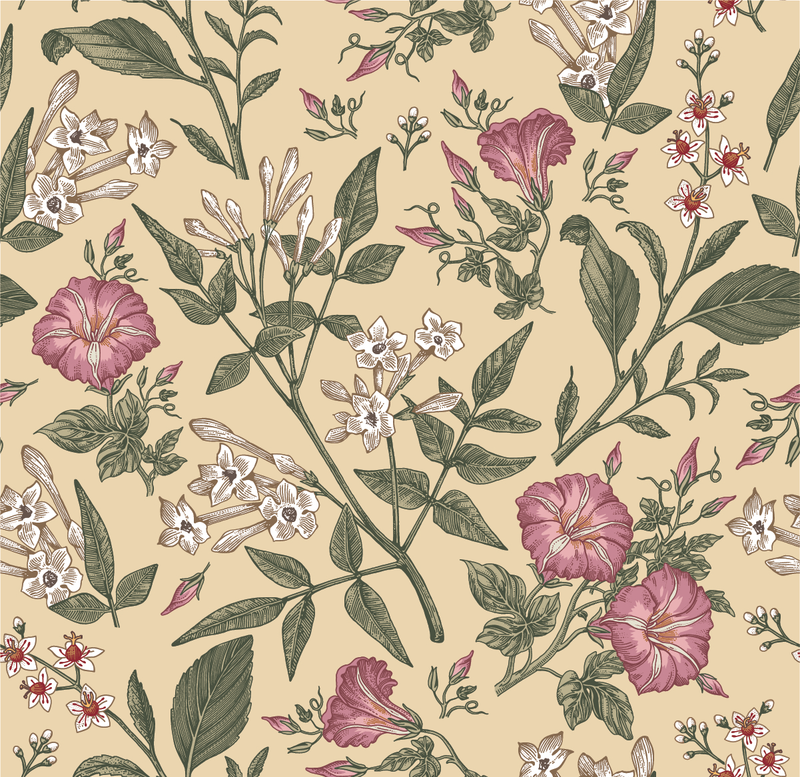 Contemporary Modern Beige Wallpaper with Flowers