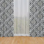 Rod Pocket Curtain Panels Pair in Feabhra Slate Gray Diamond Medallion - Blue, Tan, Large Scale