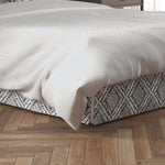 Tailored Bedskirt in Feabhra Slate Gray Diamond Medallion- Blue, Tan, Large Scale