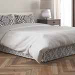 Tailored Bedskirt in Feabhra Slate Gray Diamond Medallion- Blue, Tan, Large Scale