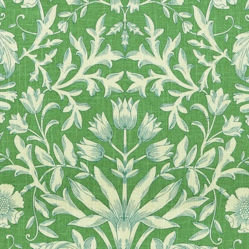 Gathered Bedskirt in Flourish Verdura Green Floral Damask