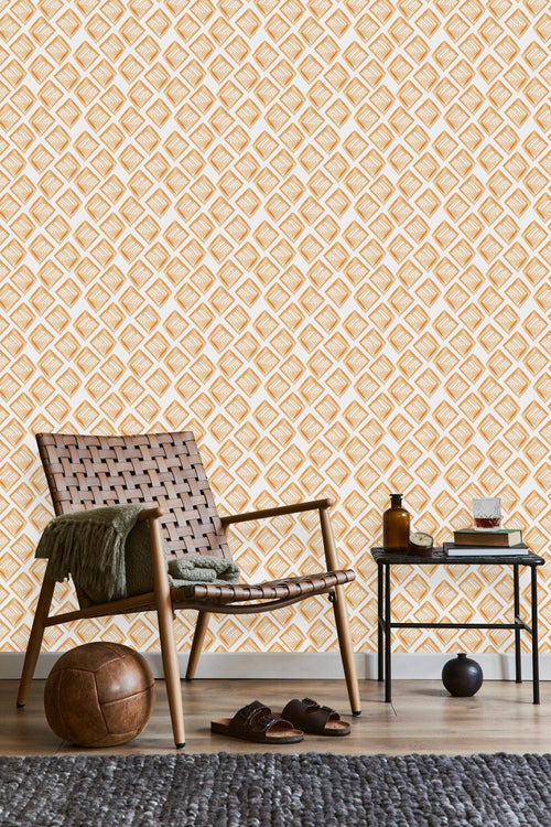 Orange Water Colored Pattern Wallpaper