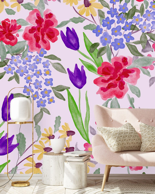 Water Colored Flowers Wallpaper