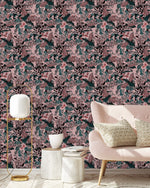 Dark Pink Wallpaper with Leaves