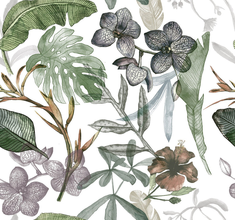 Floral Wallpaper and Leaves