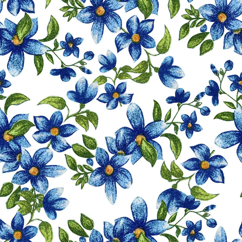Wallpaper with Blue Flowers