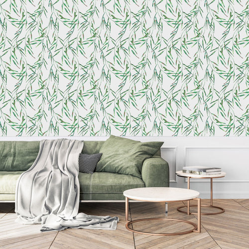 Voguish Long Leaves Wallpaper Chic