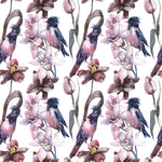 Elegant Pink Flowers and Birds Wallpaper Smart