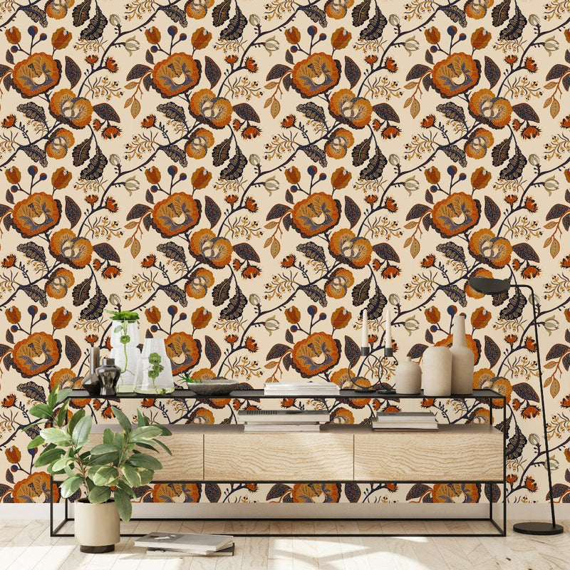 Brown Floral Wallpaper