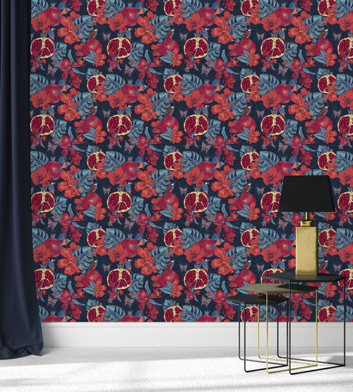Monstera and Pomegranat Wallpaper