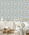 Blue Wallpaper with Bears