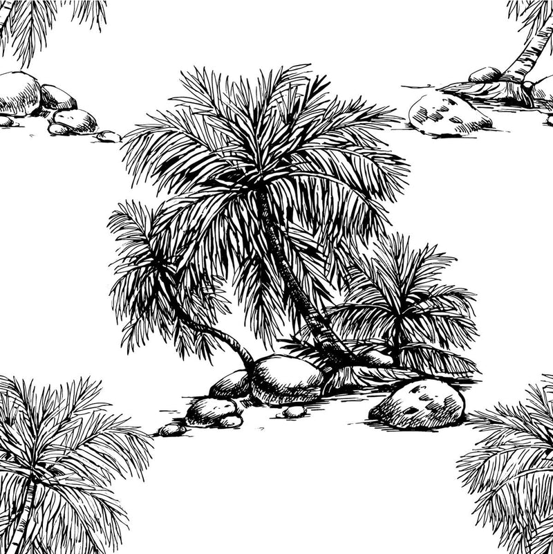Black Palms on White Background Wallpaper