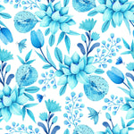 Contemporary Blue Floral Wallpaper Tasteful