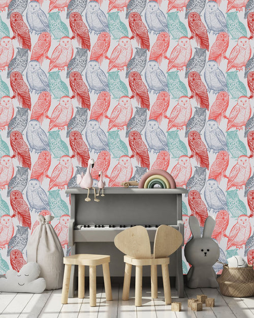 Multicolored Owls Wallpaper