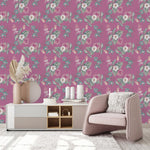 Contemporary Pink Wallpaper with Flowers