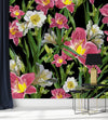 Modish Dark Wallpaper with Flowers