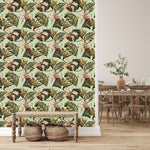 Contemporary Green Wallpaper with Leaves