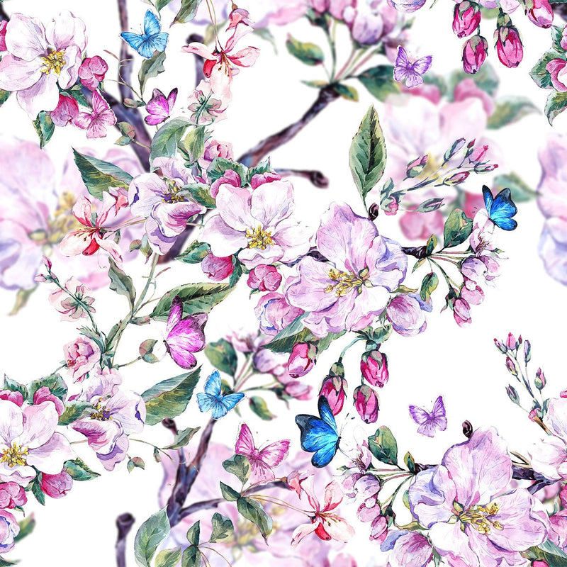 White Wallpaper with Apricot Tree