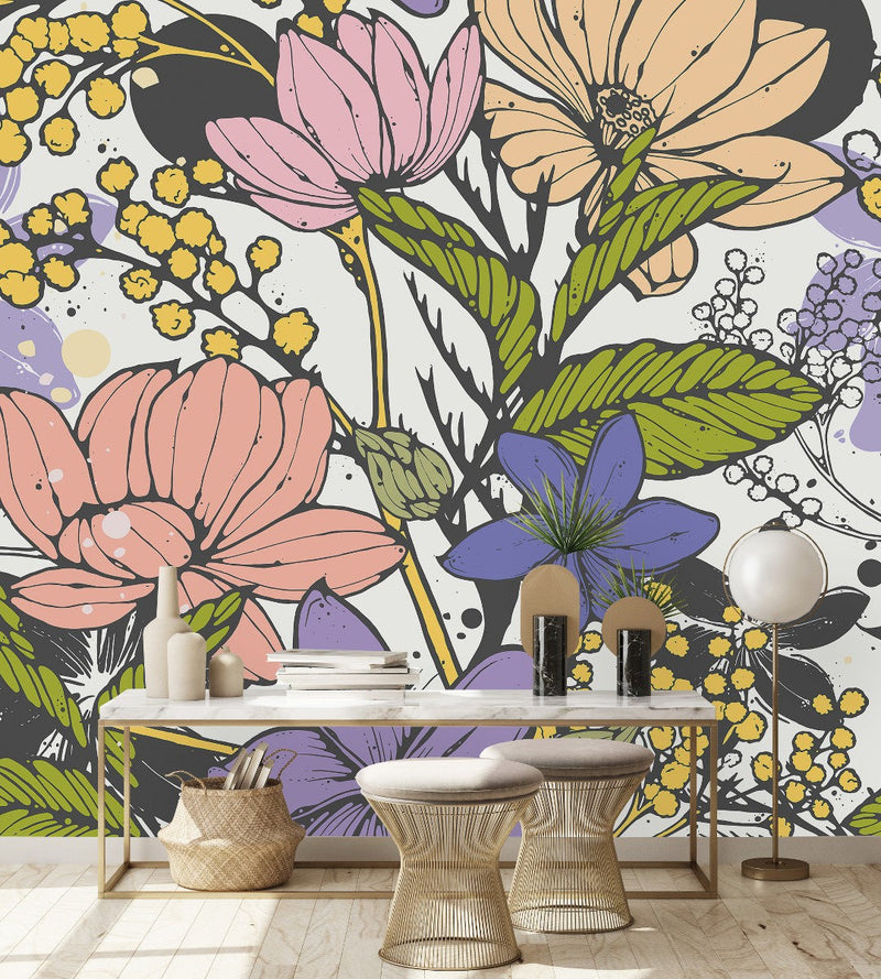 Large Flowers Wallpaper